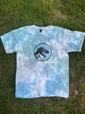 Child XL (18-20) Jurassic World Blue, Green & Gray Random Tie-Dye T-Shirt